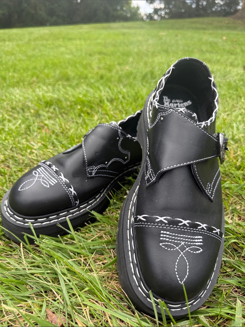 Dr. Martens Black Monk Gothic Americana Leather Platform- Size 10